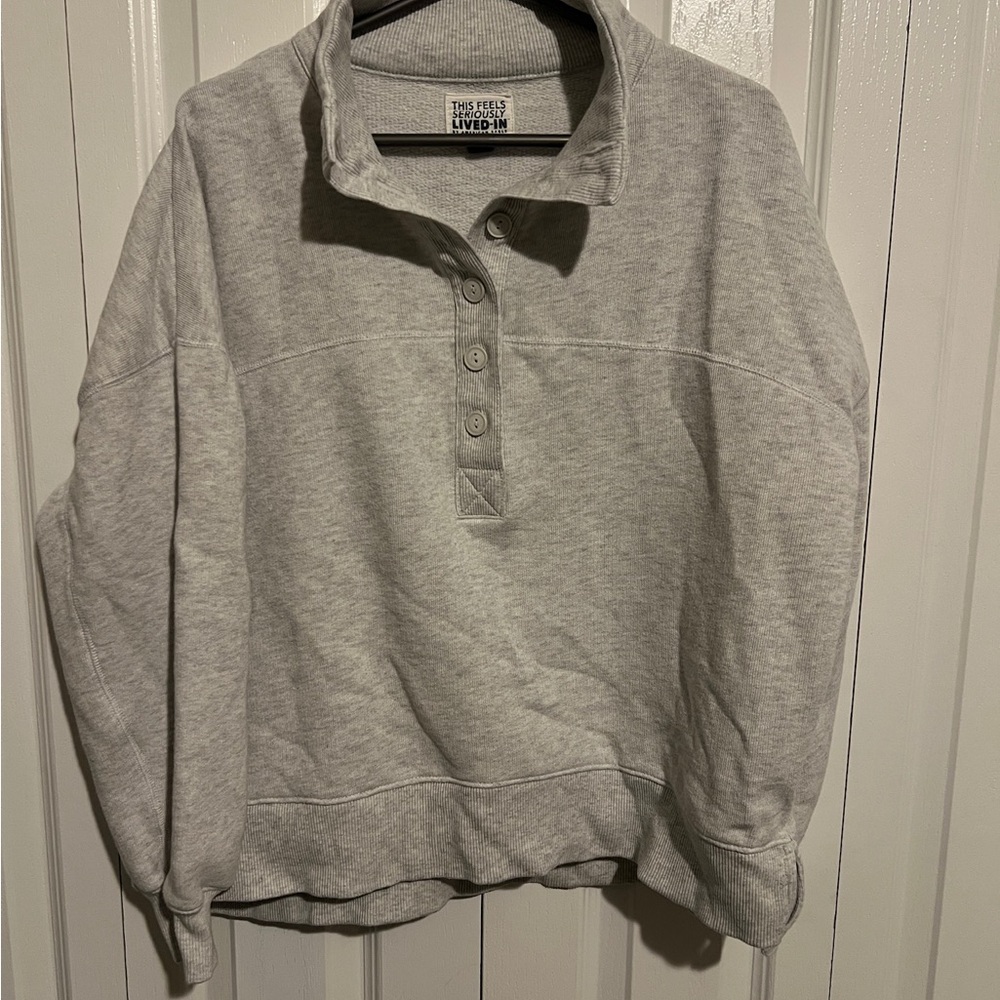 American Eagle Outfitters Light Gray Henley Turtleneck Pullover